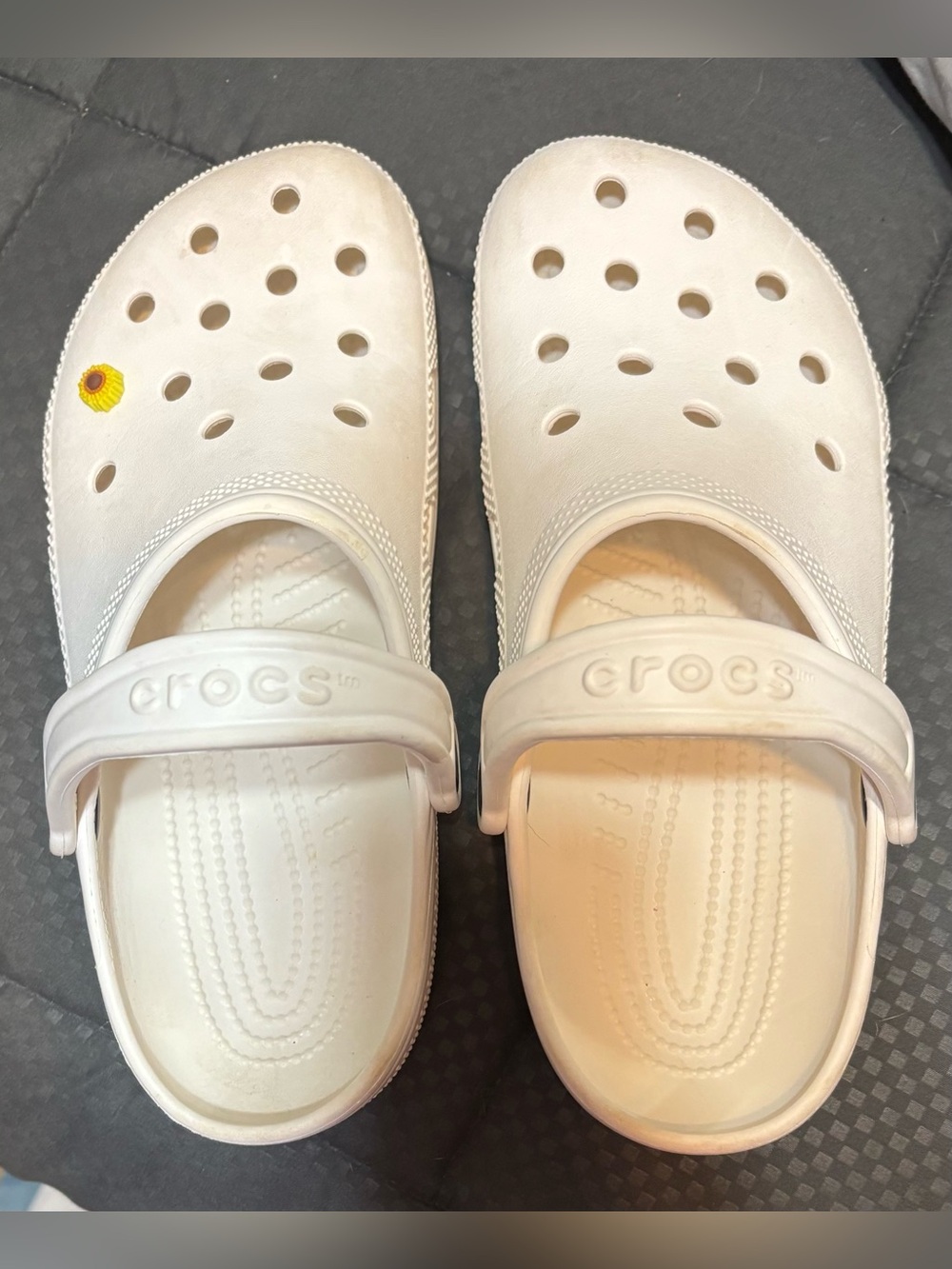 CROCS Classic Clog in White with Yellow Charm - Picture 3 of 3